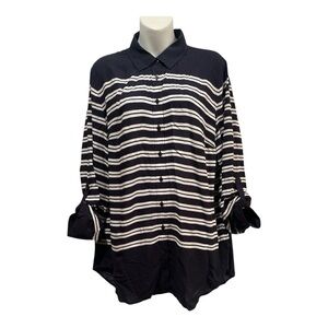 Talbots button down blouse in classic black and white size large